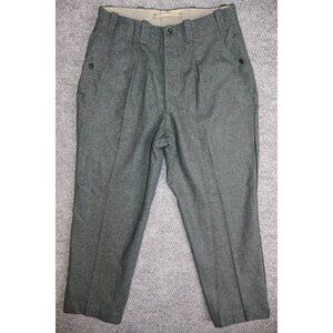 Vintage 1940s Military Wool Trousers Gray High Waisted Button Fly 34x27